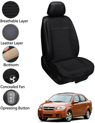 AYW Leather Seating Pad For  Chevrolet Aveo(Front Seat Black)