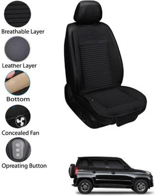 MATIES Leather Seating Pad For  MAHINDRA Universal For Car(Front Seat Black)