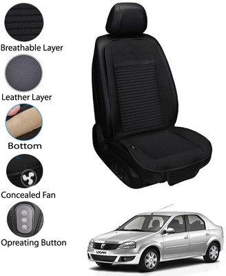 AYW Leather Seating Pad For  MAHINDRA Logan(Front Seat Black)