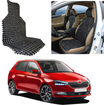 Oshotto Wooden Bead Seating Pad For  Skoda Fabia(Front Seats Black)