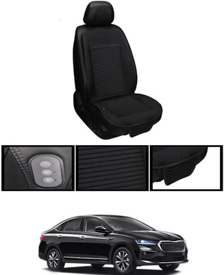 MSNP Leather Seating Pad For  Skoda Universal For Car(Front seats, Black Seat Black)