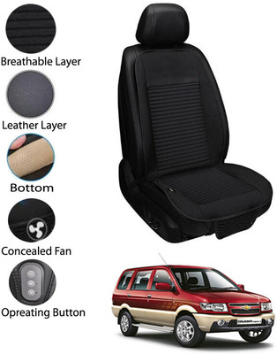 MATIES Leather Seating Pad For  Chevrolet Tavera(Front Seat Black)