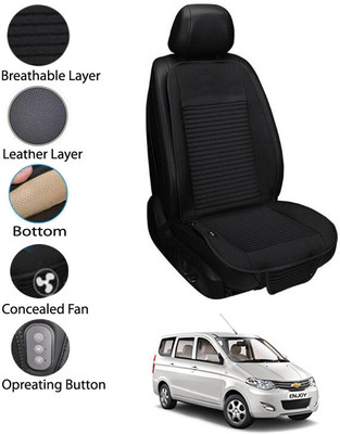 AYW Leather Seating Pad For  Chevrolet Enjoy(Front Seat Black)