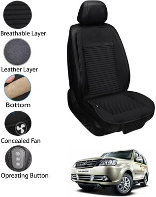 MATIES Leather Seating Pad For  Tata Grand Dicor(Front Seat Black)