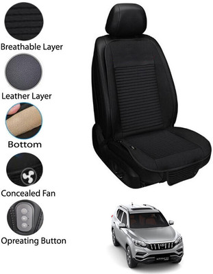 MATIES Leather Seating Pad For  MAHINDRA Universal For Car(Front Seat Black)