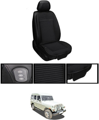 MSNP Leather Seating Pad For  MAHINDRA Marshal(Front seats, Black Seat Black)