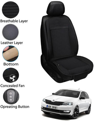 AYW Leather Seating Pad For  Skoda Rapid(Front Seat Black)