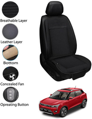 MATIES Leather Seating Pad For  MAHINDRA Universal For Car(Front Seat Black)