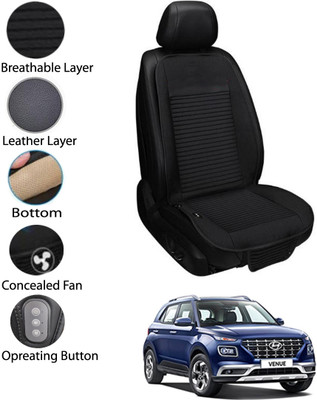 MATIES Leather Seating Pad For  HYUNDAI Universal For Car(Front Seat Black)