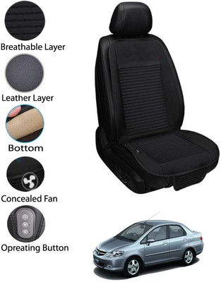 MATIES Leather Seating Pad For  Honda City ZX(Front Seat Black)
