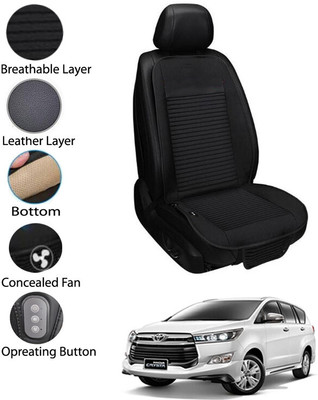 AYW Leather Seating Pad For  Toyota Innova Crysta(Front Seat Black)