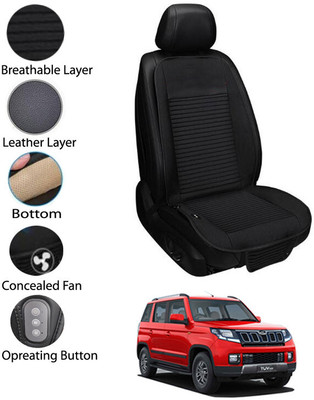 MATIES Leather Seating Pad For  MAHINDRA TUV 300(Front Seat Black)
