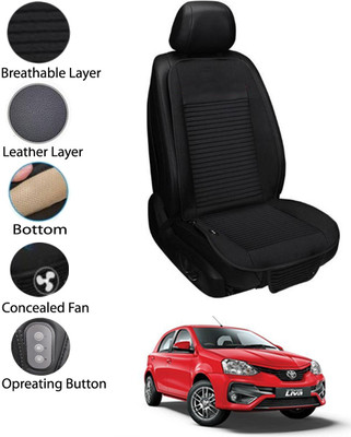 MATIES Leather Seating Pad For  Toyota Etios Liva(Front Seat Black)