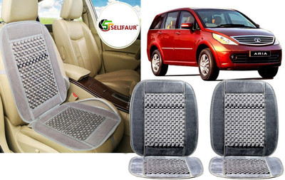 HANSHIKA ENTERPRISES Velvet, Wooden Bead Seating Pad For  Tata Aria(1 vehicle seating pad Grey)