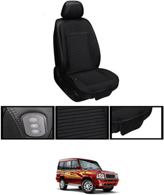 MSNP Leather Seating Pad For  Tata Sumo(Front seats, Black Seat Black)