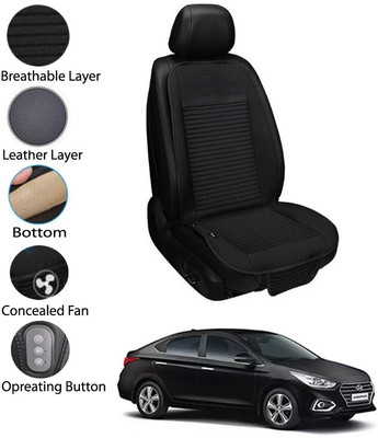 MATIES Leather Seating Pad For  HYUNDAI Verna(Front Seat Black)