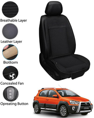 AYW Leather Seating Pad For  Toyota Etios Cross(Front Seat Black)