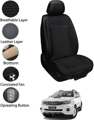 MATIES Leather Seating Pad For  Toyota Fortuner(Front Seat Black)