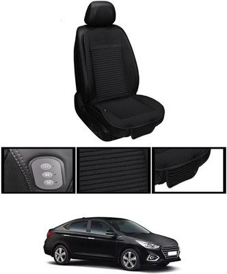 MSNP Leather Seating Pad For  HYUNDAI Verna(Front seats, Black Seat Black)