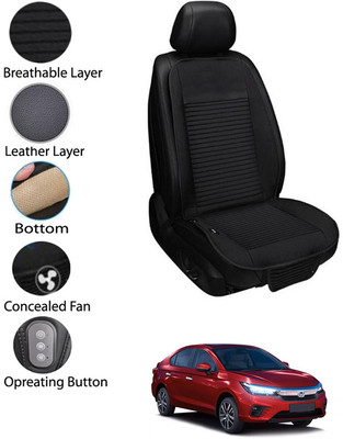 MATIES Leather Seating Pad For  Honda Universal For Car(Front Seat Black)