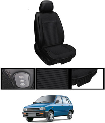 MSNP Leather Seating Pad For  Maruti Suzuki 800(Front seats, Black Seat Black)
