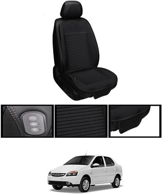 MSNP Leather Seating Pad For  Tata Indigo Marina(Front seats, Black Seat Black)