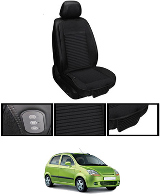 MSNP Leather Seating Pad For  Chevrolet Spark(Front seats, Black Seat Black)