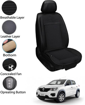 MATIES Leather Seating Pad For  Renault Kwid(Front Seat Black)