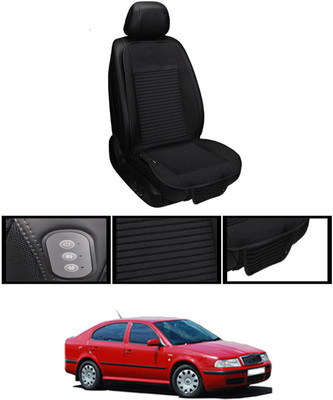 MSNP Leather Seating Pad For  Skoda Octavia(Front seats, Black Seat Black)