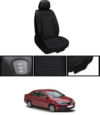 RKPSP Leather Seating Pad For  Toyota Etios(Front, Back Black)