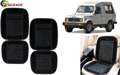 HANSHIKA ENTERPRISES Velvet, Wooden Bead Seating Pad For  Maruti Suzuki Gypsy(Front Seats, Back Seats, Office Chair Black)