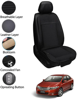 AYW Leather Seating Pad For  Honda Universal For Car(Front Seat Black)