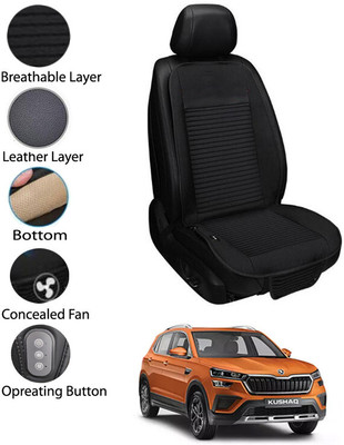 AYW Leather Seating Pad For  Skoda Universal For Car(Front Seat Black)
