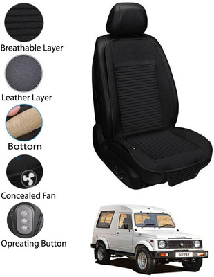 AYW Leather Seating Pad For  Maruti Suzuki Gypsy(Front Seat Black)