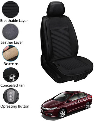AYW Leather Seating Pad For  Honda Universal For Car(Front Seat Black)