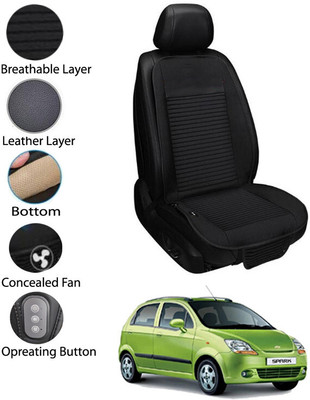 AYW Leather Seating Pad For  Chevrolet Spark(Front Seat Black)