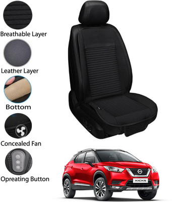 MATIES Leather Seating Pad For  Nissan Universal For Car(Front Seat Black)