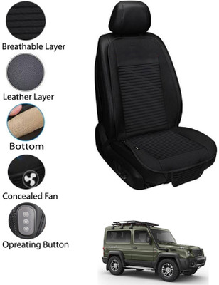 MATIES Leather Seating Pad For  Universal For Car Universal For Car(Front Seat Black)