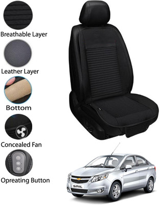 MATIES Leather Seating Pad For  Chevrolet Sail(Front Seat Black)