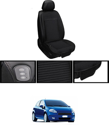 RKPSP Leather Seating Pad For  Fiat Grand Punto(Front, Back Black)