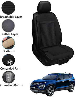 AYW Leather Seating Pad For  Tata Safari(Front Seat Black)