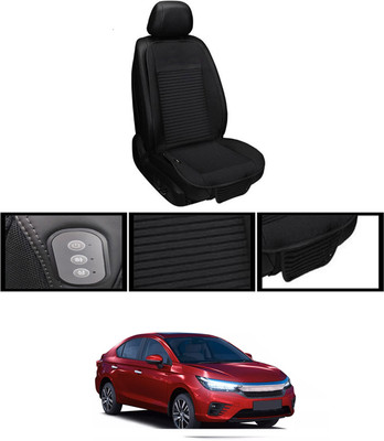 RKPSP Leather Seating Pad For  Honda Universal For Car(Front, Back Black)