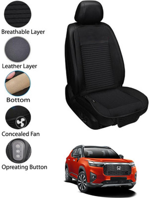 MATIES Leather Seating Pad For  Honda Universal For Car(Front Seat Black)