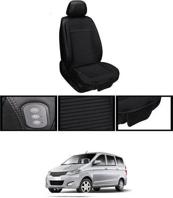 RKPSP Leather Seating Pad For  Chevrolet Enjoy(Front, Back Black)