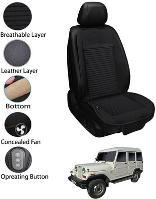 AYW Leather Seating Pad For  MAHINDRA Marshal(Front Seat Black)