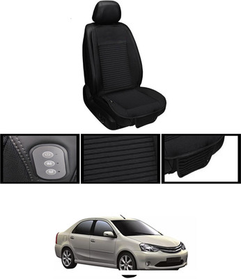 RKPSP Leather Seating Pad For  Toyota Etios Liva(Front, Back Black)