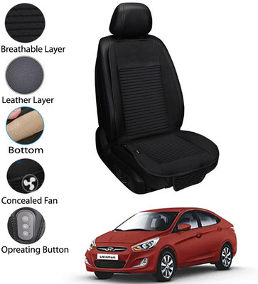 MATIES Leather Seating Pad For  HYUNDAI Verna(Front Seat Black)