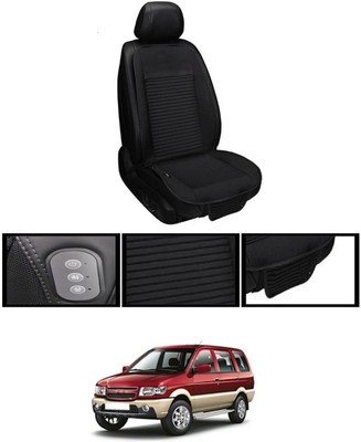 MSNP Leather Seating Pad For  Chevrolet Tavera(Front seats, Black Seat Black)