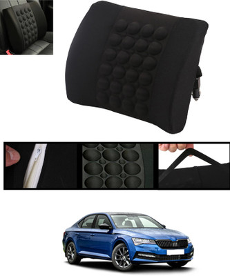 AYW Black Nylon Car Pillow Cushion for Skoda(Square, Pack of 1)