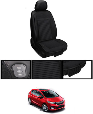 MSNP Leather Seating Pad For  Honda Jazz(Front seats, Black Seat Black)
